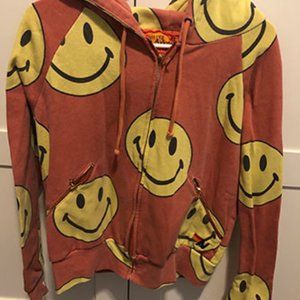 Aviator Nation Smiley Face Zip-up Hoodie - Vintage Red